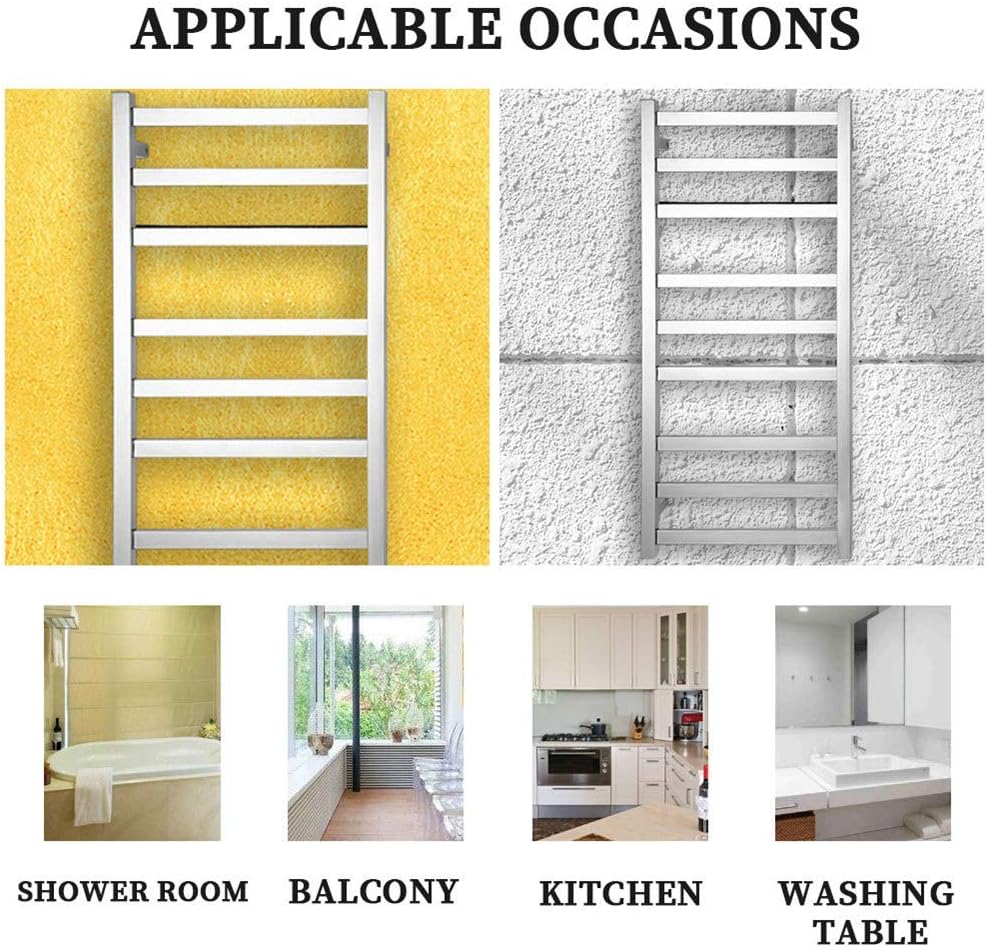 APUM 304 Stainless Steel Heated Towel Rails, Bathroom Electric Towel Rack Straight Electric Towel Rail Bathroom Radiator 1050X580x110mm, Polished,Plugin