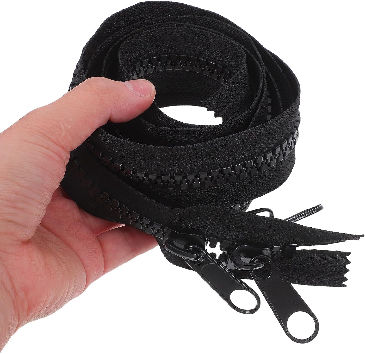 SAFIGLE Heavy Duty Nylon Double Head Zipper Tape 2 Meters Black for Outdoor Covers Tent Canvas Sewing Projects