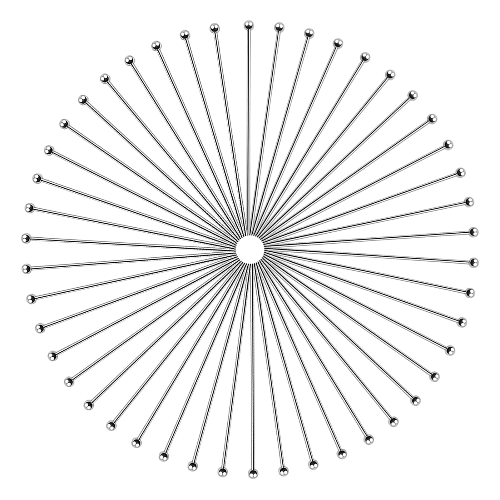 TOAOB 200pcs Stainless Steel Head Pins Long 60mm Silver Ball Head Pins for DIY Crafts