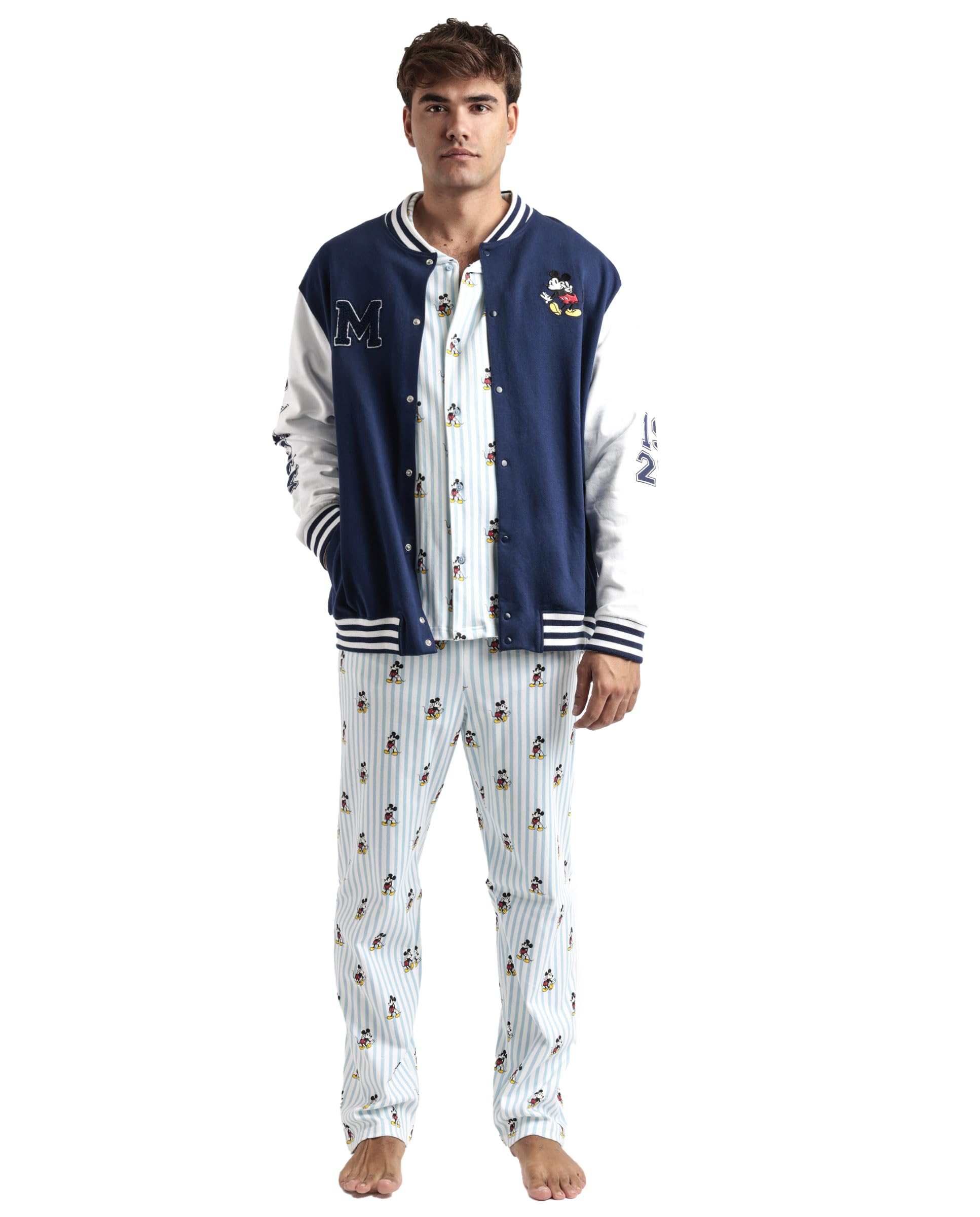 Disney Men's Blue Mickey New York Warm Long Sleeve Jacket, M