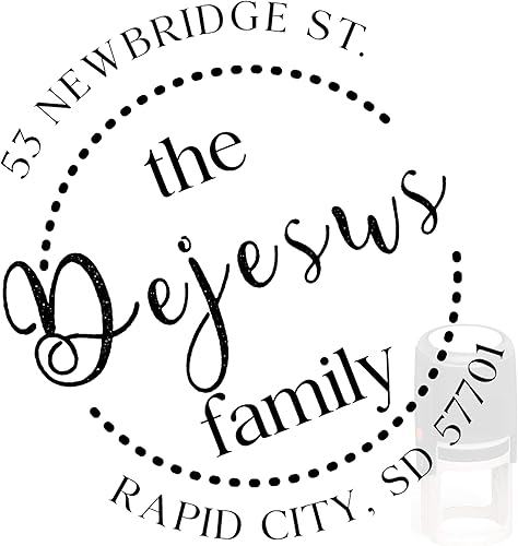 Miniatura 5 de Sello de dirección personalizado redondo moderno con monograma autoentintado, sello de dirección personalizado con más de 10 diseños (ronda 7)