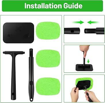 XINDELL Windshield Cleaning Tool Grip 22 Microfiber Car Window Cleaner Dash & Windshield Brush with Ergonomic Handle, Reusable Pads for Interior & Exterior Glass Cleaning