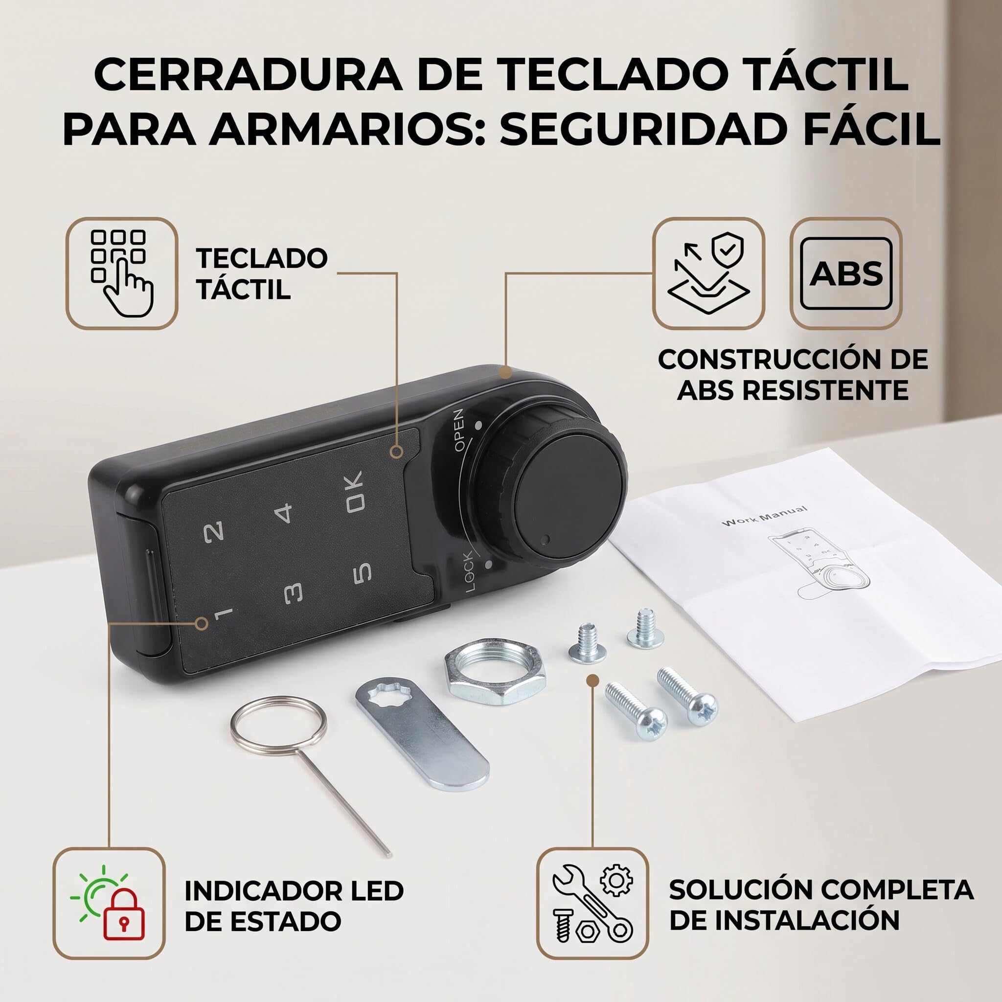 FTVOGUE Touch Digital Keypad Lock Cerradura electrónica Cerradura de la contraseña Bloqueo de acceso Gabinete de seguridad Armario codificado(L=20mm)