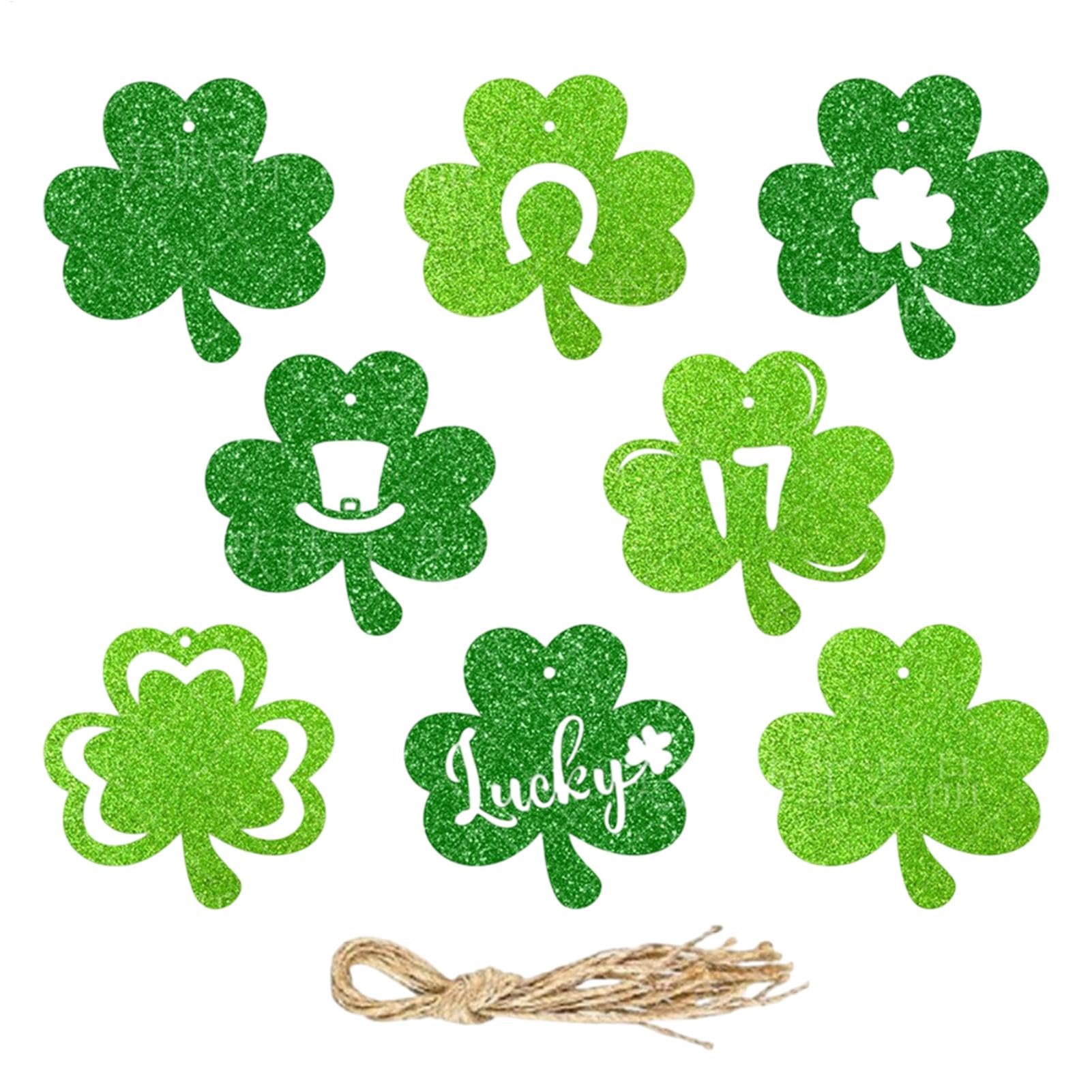 6 Ghirlande Trifoglio Per Decorazione San Patrizio - Corde Glitterate Da 1,5m Con Quadrifogli In PVC