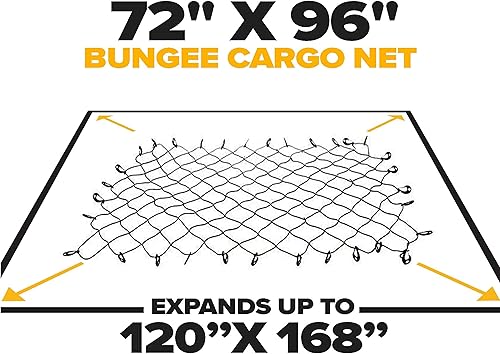 Miniatura 2 de US Cargo Control Red de carga elástica grande, 72 x 96 pulgadas, red de carga elástica con 32 ganchos de plástico móviles para una fácil fijación,