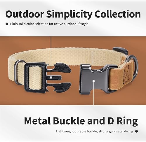 Miniatura 3 de Mile High Life Collares para perros, collares de algodón suave con hebilla de metal pesado, collar clásico para cachorros con puntas de cuero