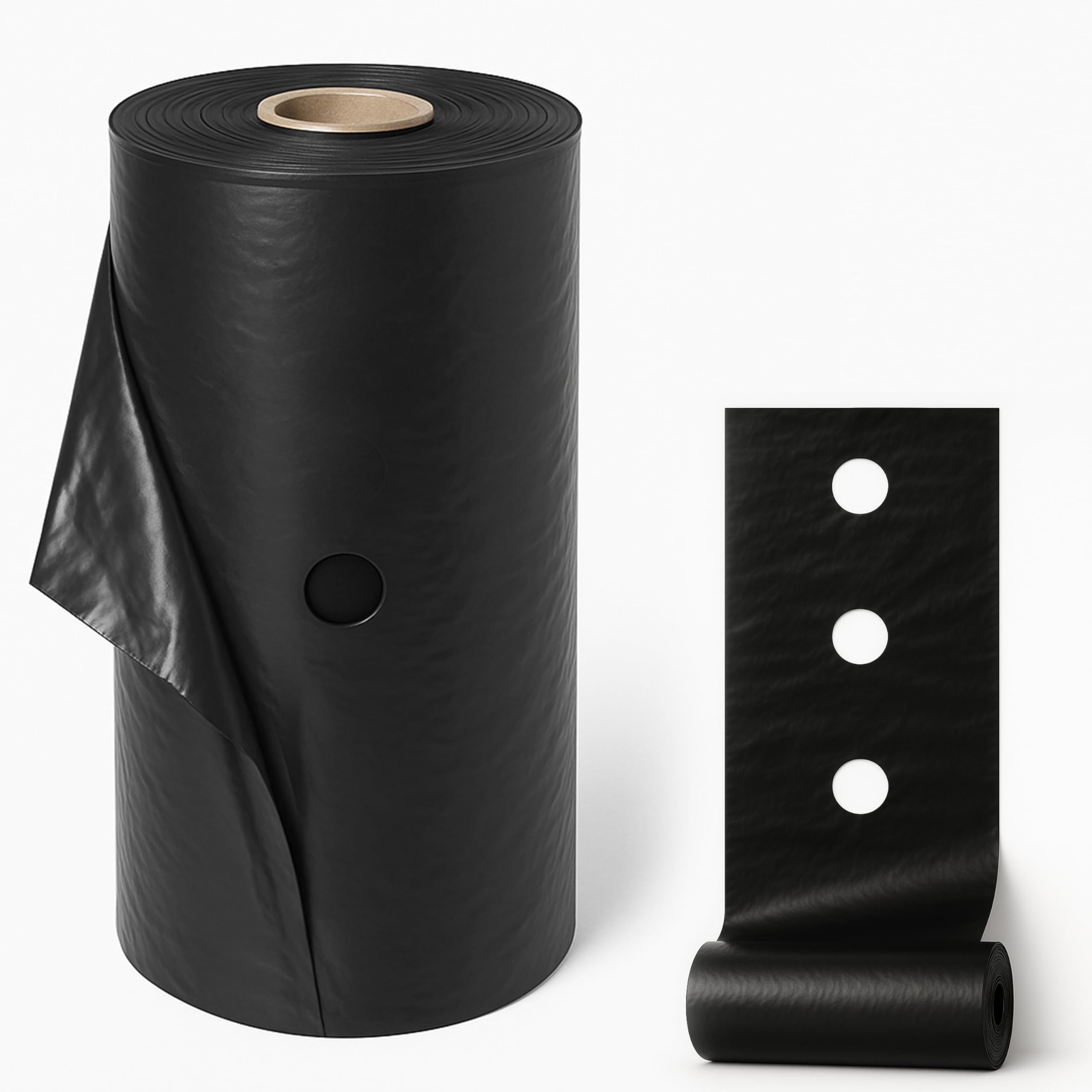 Maka Telo Nero Pacciamatura Orto Anti Erbacce Forato o Senza Fori Giardino Pacciamante Anti-UV Impermeabile all'Acqua Polietilene Spessore Film 5 Micron Cartone (0.9x50 Metri, Forato 40 cm)