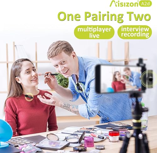 Miniatura 3 de Aisizon Micrófonos inalámbricos, micrófonos inalámbricos con clip, micrófono de solapa A2d un par dos, para teléfono Android, iPhone, laptop,