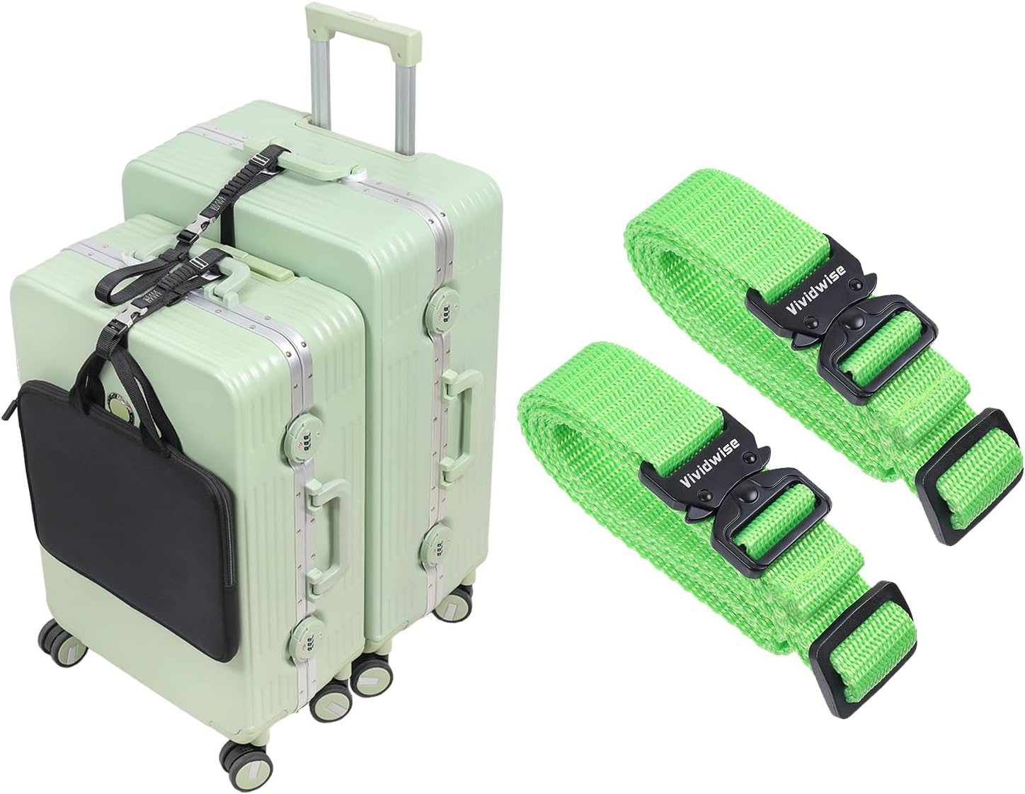Luggage Straps, Stretchable Luggage Connector Straps for Suitcases Small Size, Utility Straps with Metal Quick Release Buckle