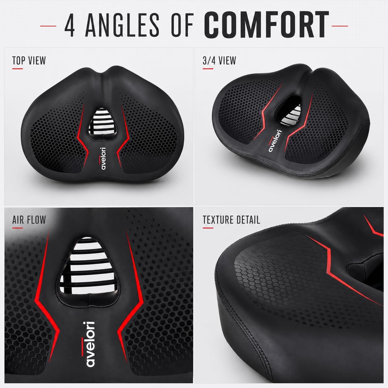 Bike Comfort Kit – Noseless Wide Memory Foam Saddle + Ergonomic Lock-On Handlebar Grips – Pressure Relief Seat & Anti-Slip Grip Set for Indoor, Road, MTB & E-Bikes