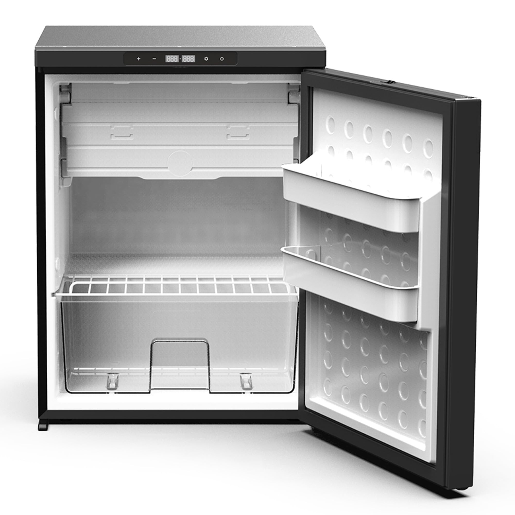 Nevera con compresor de 65 l con control por aplicación, 12 V, 24 V, ahorro de energía, minifrigorífico con puerta de apertura lateral, nevera pequeña con función de congelador, para coche, camión