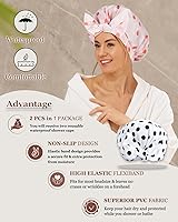 Vista 3 de 2 gorros de ducha para mujer, gorro de ducha reutilizable impermeable para ducha con lazo ajustable, gorro de baño de lujo para mujer