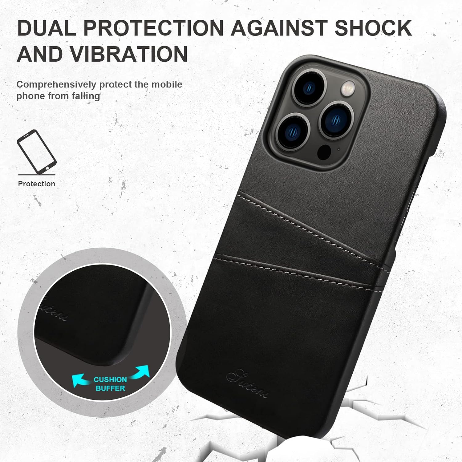 XRPow Wallet Case Compatible with iPhone 12, for iPhone 12 Pro Credit Card Holder, Slim PU Leather Back Protective Case Wallet Card Pocket Cover for iPhone 12/12 Pro 6.1inch - Black