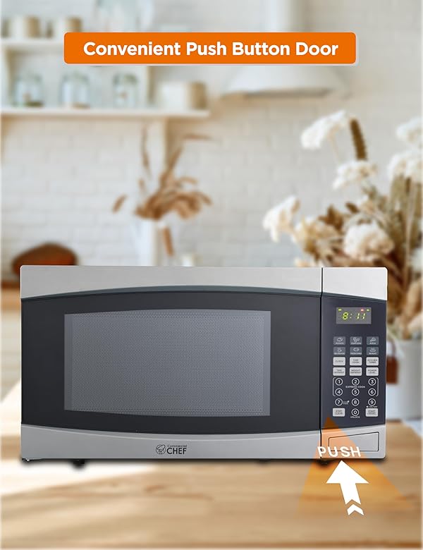COMMERCIAL CHEF 1.6 Cubic Foot Microwave with 10 Power Levels, Small Microwave with Push Button, 1000 Watt Microwave with Digital Control Panels, Countertop Microwave with Timer, Stainless Steel by Commercial CHEF - Image 5