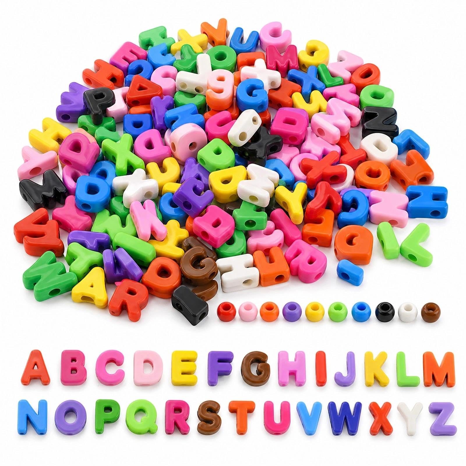 FLAIRFLA 180Pcs Large A-Z Acrylic Alphabet Letter Beads for Bracelet Making