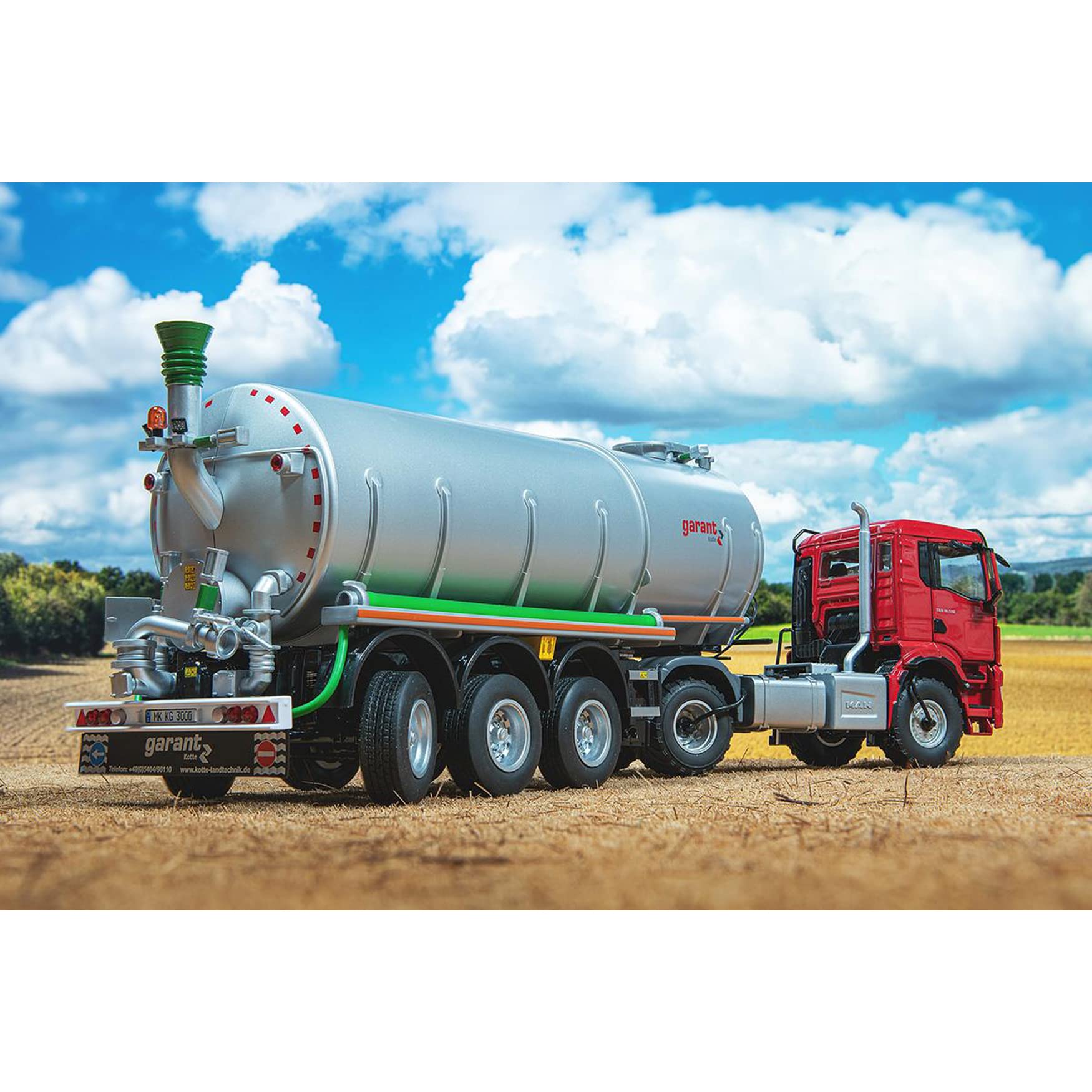 Wiking 077655 Kotte Tanksattelauflieger garant TSA 30.000, Modell, 1:32, Metall/Kunststoff, Ab 14 Jahre, Viele Funktionen, Ausziehbare Stützen, Funktionale Lift-Achse, Silber(Weißalu)