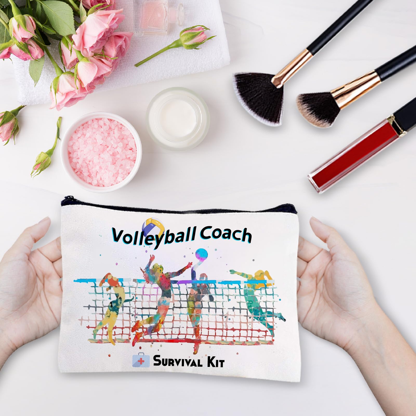 CREATCABIN Volleyball-Kosmetiktasche – Aus Segeltuch, 25x18 Cm, Mit Reißverschluss