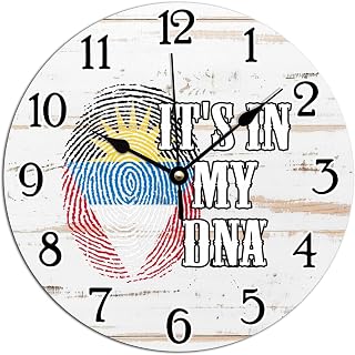 Antigua and Barbuda PVC Clock 10x10in Silent Battery Operated Art Clock Antigua and Barbuda It's in My DNA Clocks Patriotic National Symbolic Clock for Kitchen Dinning Room