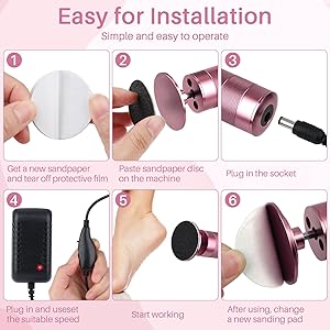 Electric Foot File Callus Remover, 2-in-1 Nail Grinder, Adjustable Speed, 60 Sandpaper Discs, Rose Gold
