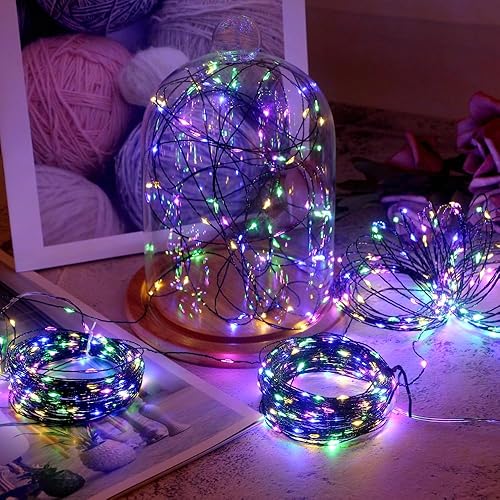 Miniatura 3 de MASHANG Guirnalda de luces de Navidad multicolor de 18 pies, 50 micro LED, luces estrelladas, luces de luciérnaga con alambre de cobre verde oscuro