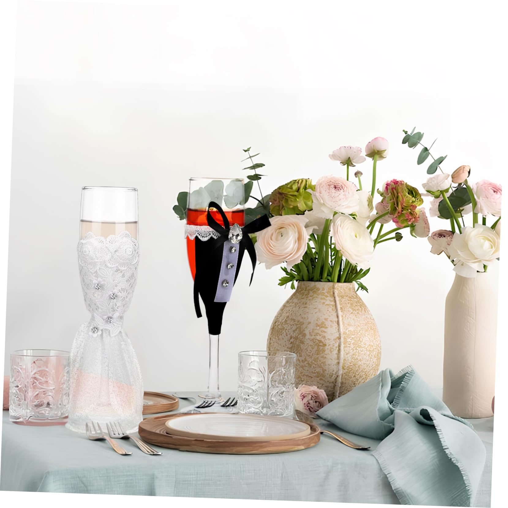 Juego de Copas de Brindis de Boda de Vidrio, 1 Set Elegante
