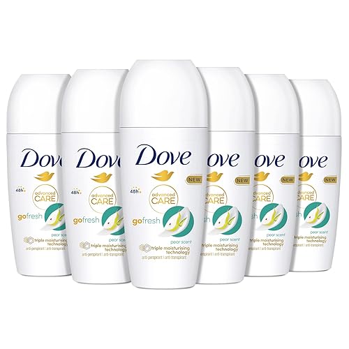 Immagine del prodotto Dove, Deodorante Roll On Advanced Care Pera e Aloe, Deodorante Antitraspirante, Formula Delicata Con Tripla Azione Idratante, Protezione Fino a 48 Ore, Deodorante Uomo e Donna, 6 Pezzi da 50 ml