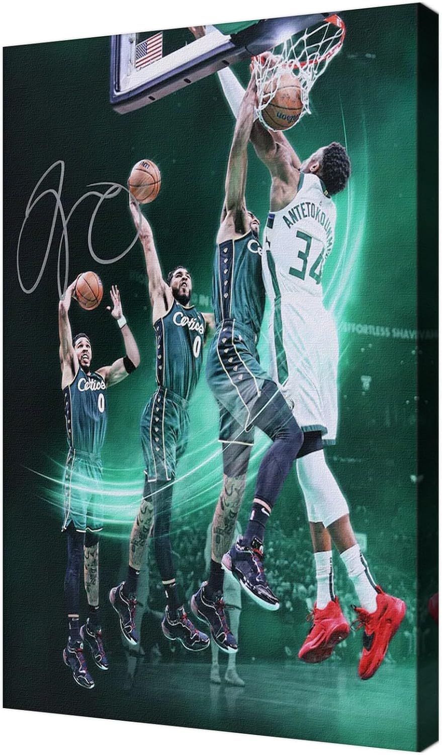 Basketball Superstar Jalen Brunson Signed Poster For Kids Fans Room Bedroom Wall Decor-Sports Star Posters Canvas Art Framed Print Picture For Teen Boy Birthday Gifts