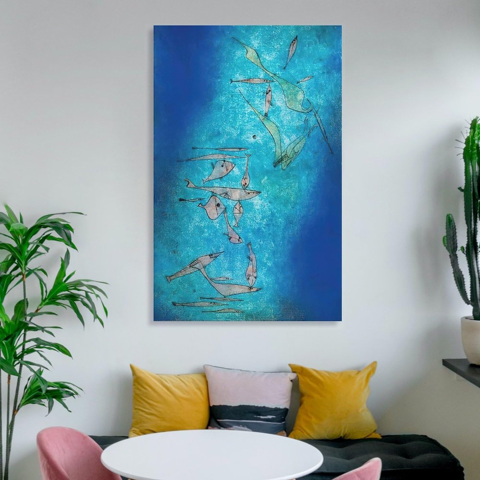 Amazon.co.jp: パウルクレー 魚の写真 キャンバス パネル線画 抽象絵画