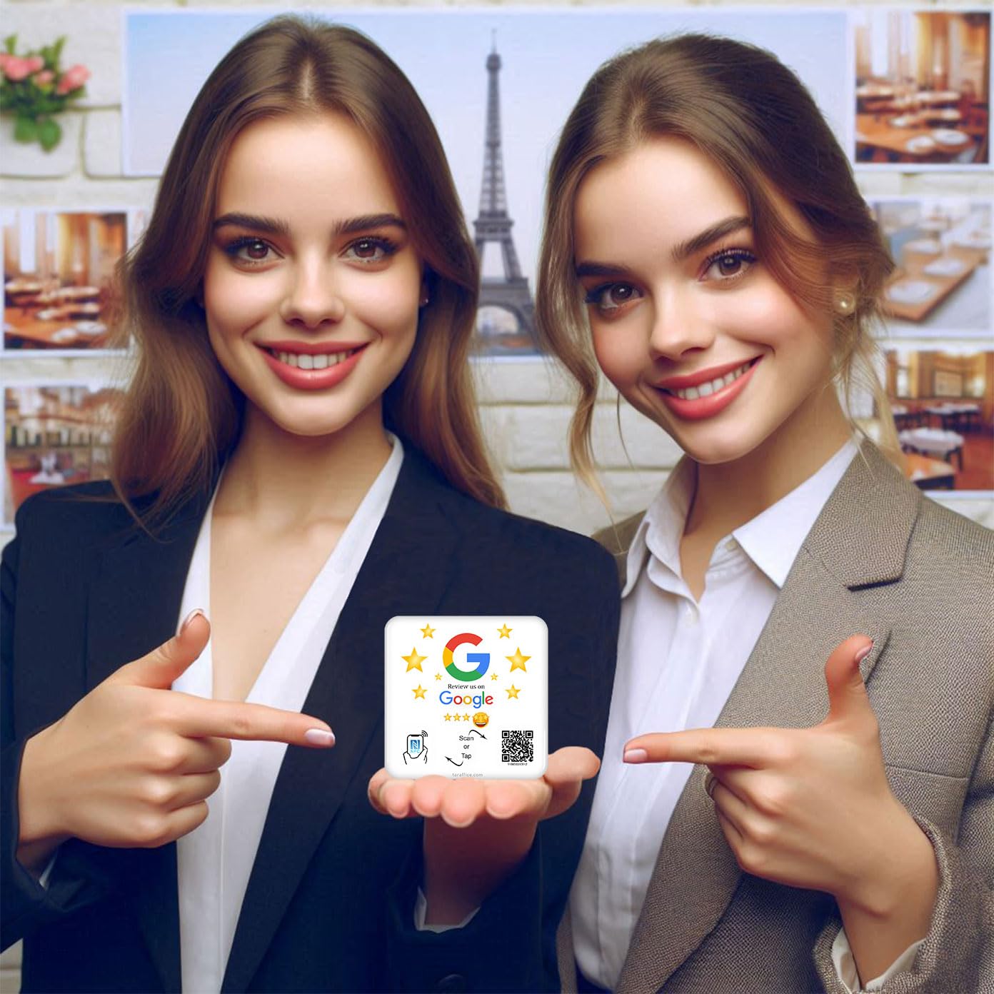 TARAFFICE - NFC Plate Google Reviews in Epoxy, white, 100x100mm - Image 2