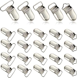 25 PCS Baby Girl Pacifier Metal Clip DIY Suspender Clips for Stroller Toy Straps Bibs Fasteners Supplies Garters Crafting Making Hardware Bulk (5-Styles, Silver)