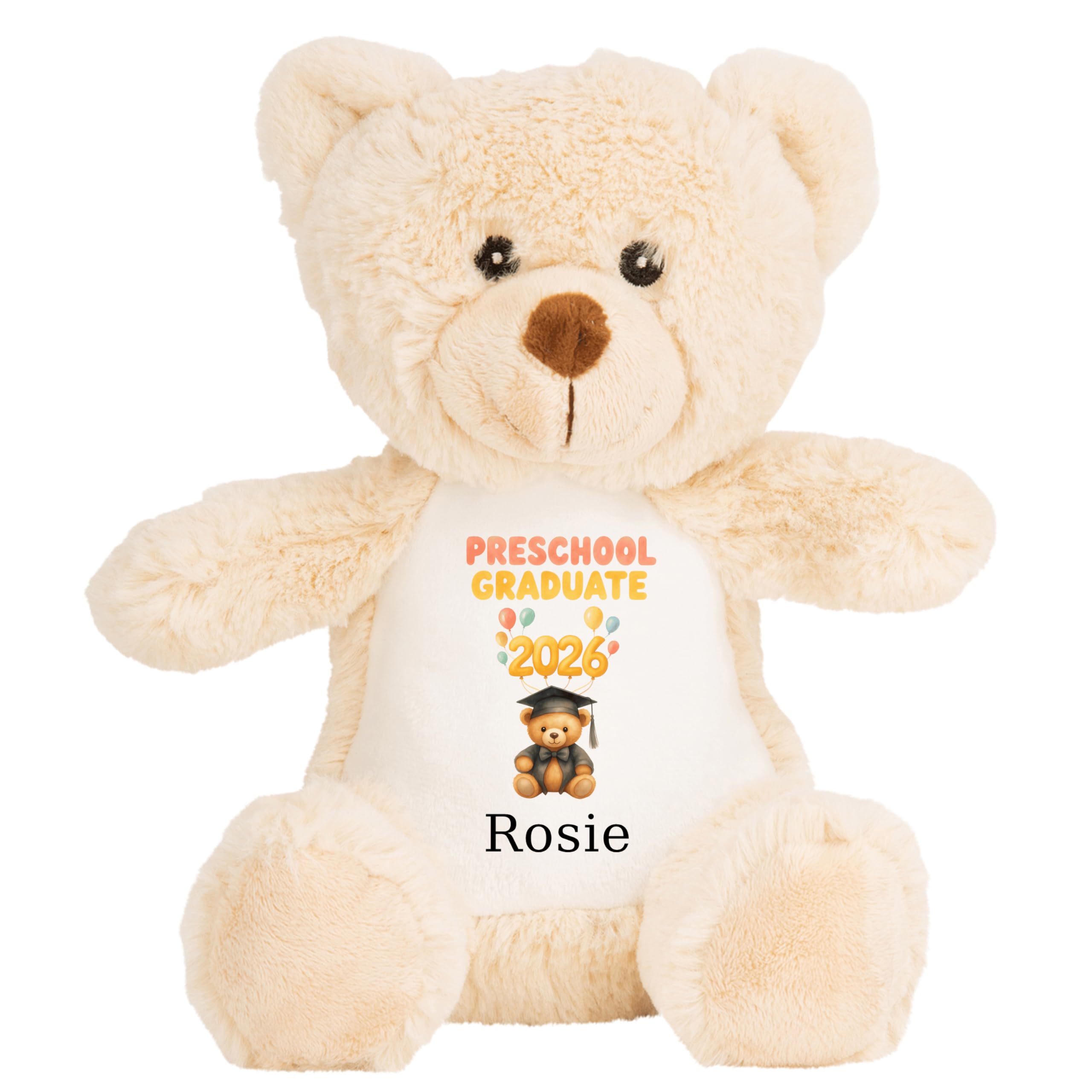 Leaving Preschool Gift Cuddly Toy - Personalised Pre School Graduate 2026 Customised Teddy Toddlers and Kids Plush Named Nursery Starting School Leaver Party Last Day Soft Plushie - Brown Teddy