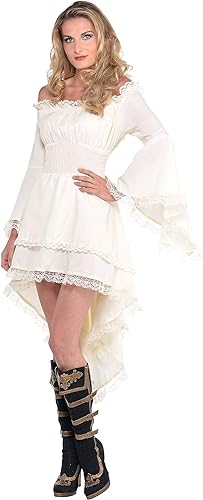 Vestido de doncella pirata, blanco, talla estándar, 1 pieza