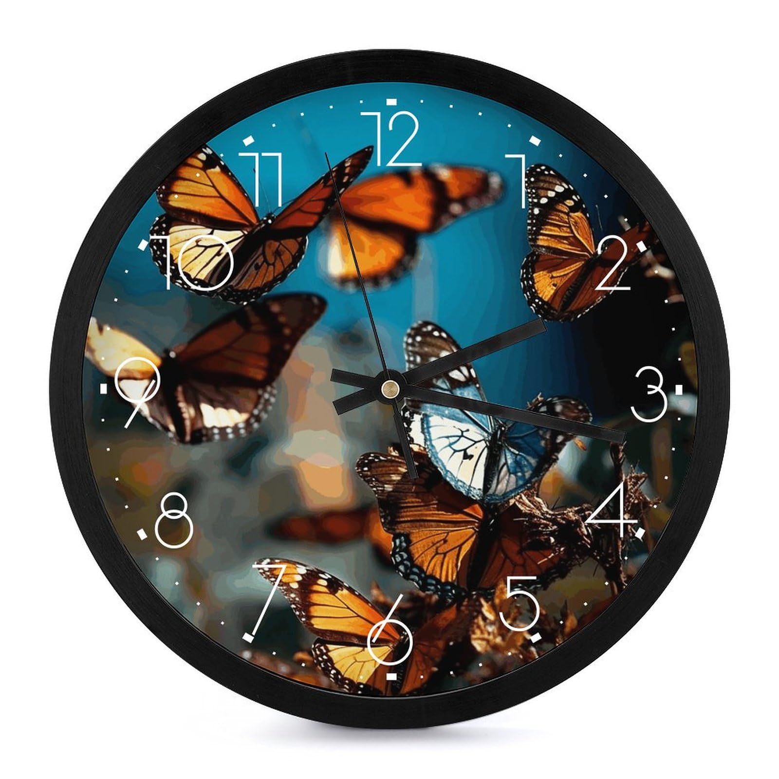 Horloge murale moderne pour cuisine et bureau avec motif de papillons élégants