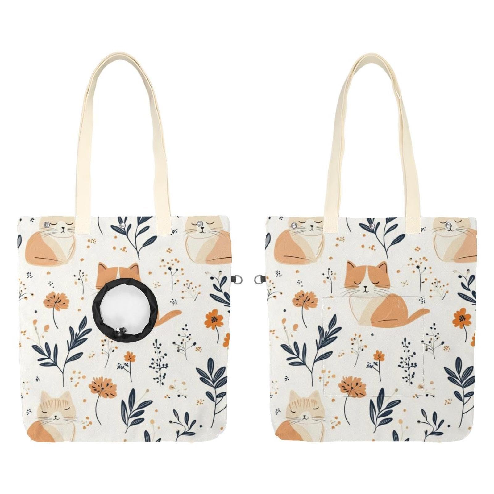 Sac à bandoulière en toile pour animal domestique avec motif chat mignon ajustable