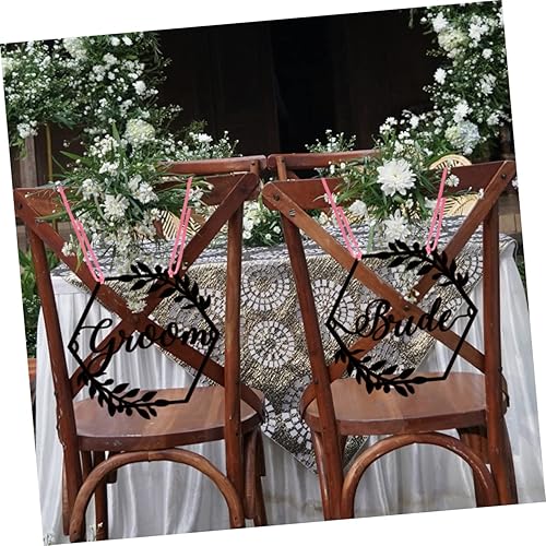 Miniatura 7 de 1 juego de letreros para silla de boda, fundas para sillas de boda, para novio, novia, colgador de puerta de señales de señor y señora para