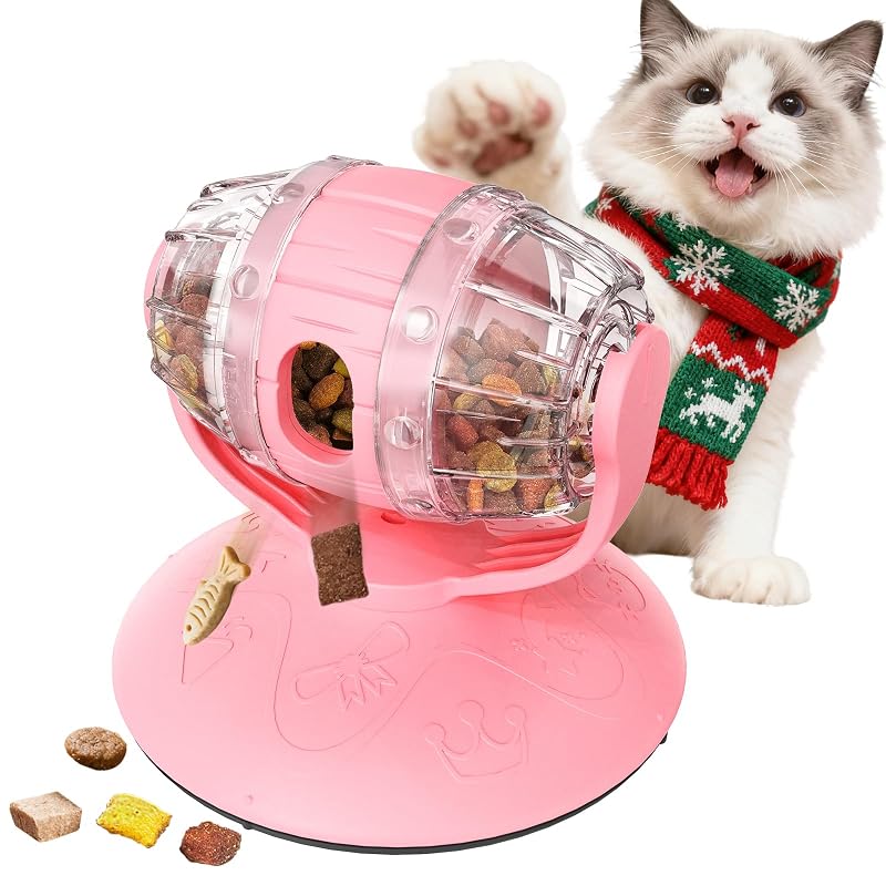 Comedouro Lento Interativo para Gatos com Tampa Giratória e Dificuldade Ajustável Monotre JCK-02, Rosa