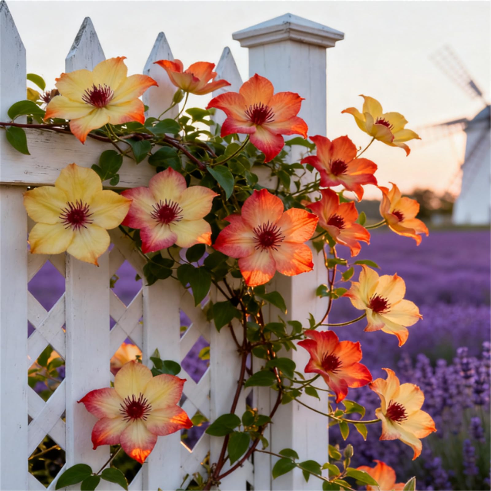 A Must-Have for Garden Walls! Clematis Climbs Rapidly + Amazing Blooms/Bare Roots Hardy, Professional for Beautiful Indoor Displays-15 Roots-E