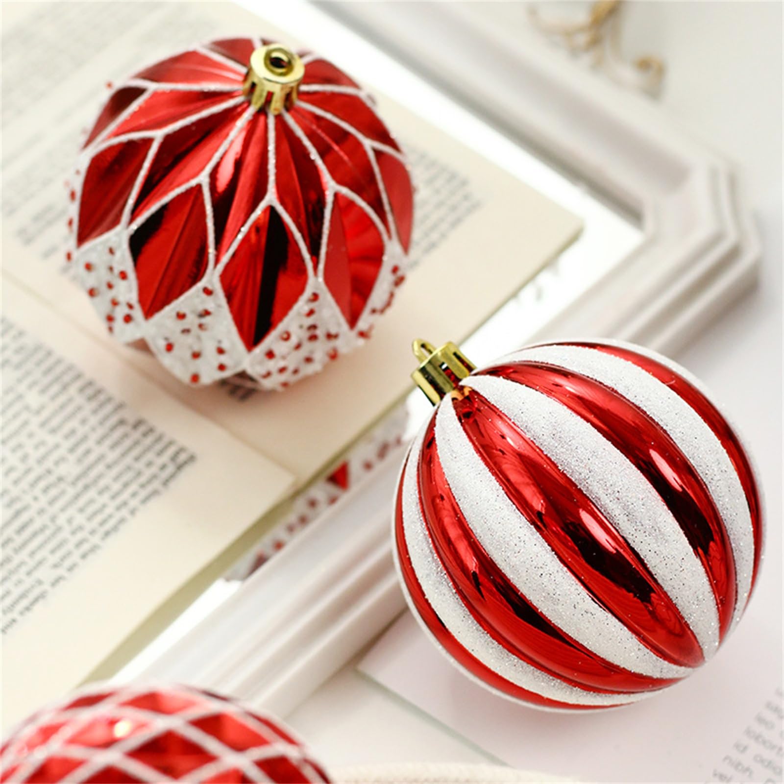 Palline di Natale Decorazioni natalizie Set di decorazioni pendenti con palline di Natale dipinte da 16 pezzi per Albero di Natale, Festa, Matrimonio