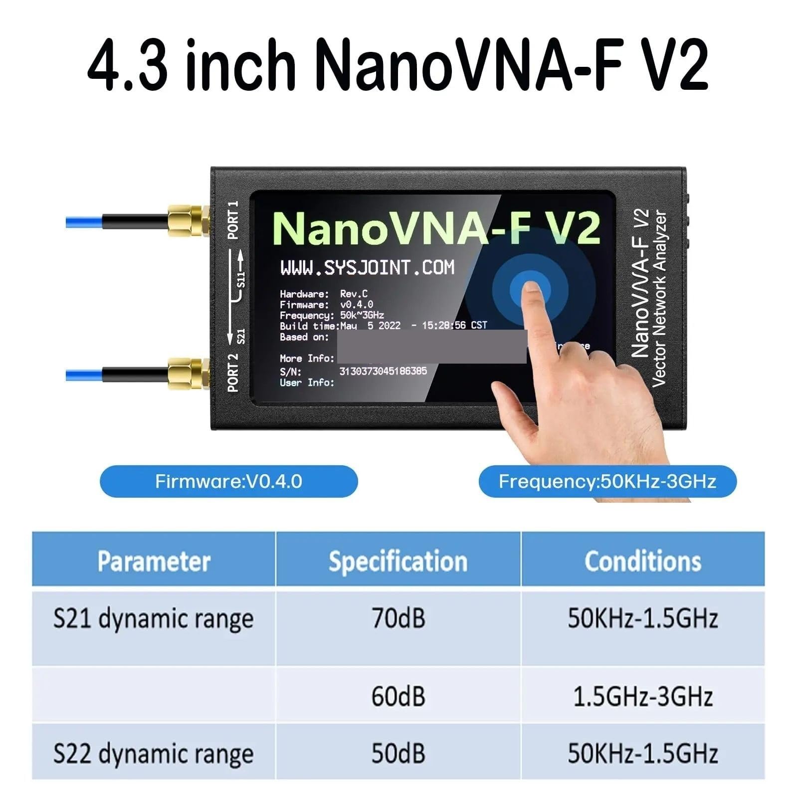 Analizador de red, Analizador De Red Vectorial 4,3 Pulgadas 50 KHz-3 GHz HF VHF UHF VNA