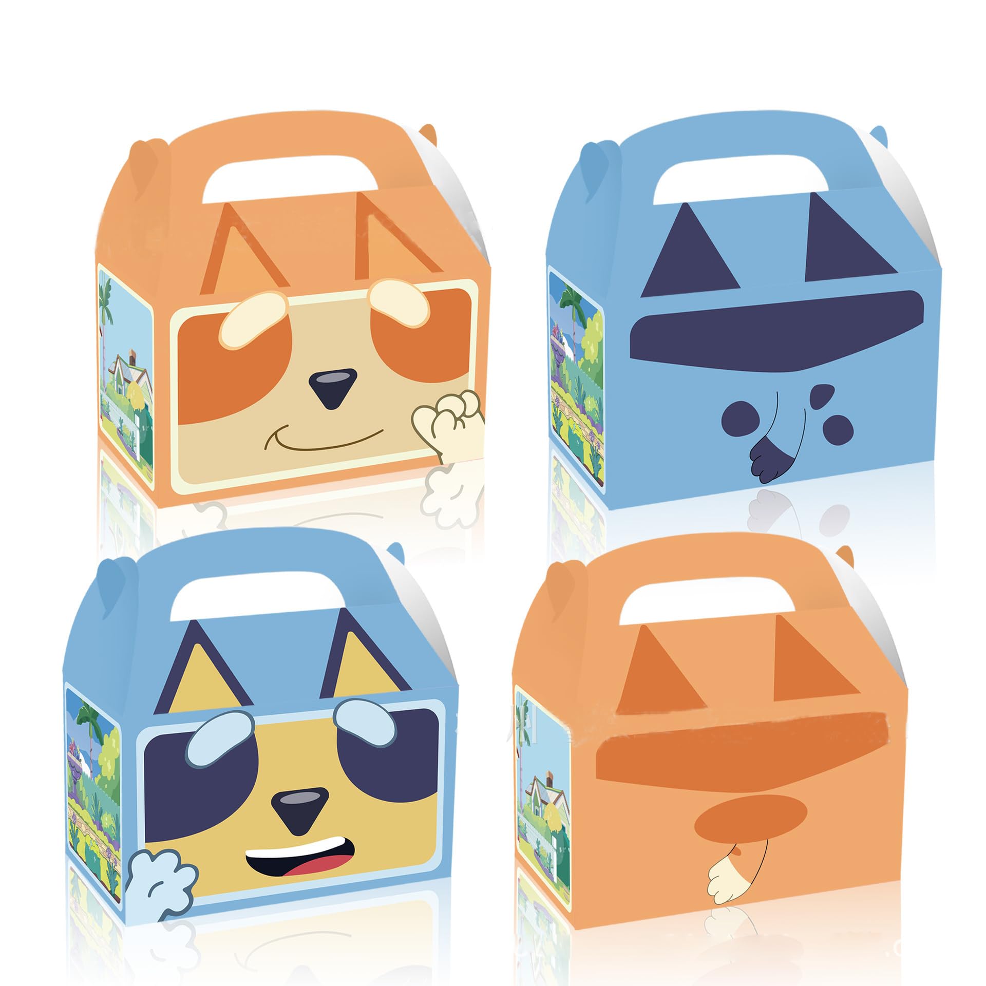 Xingbiyou Cajas de fiesta para niños, 24 unidades Bluey Cajas de regalo, papel Fiesta Cajas, Cajas Regalo Tema para Fiestas, Reutilizable Cajas Galletas Ideal para Navidad