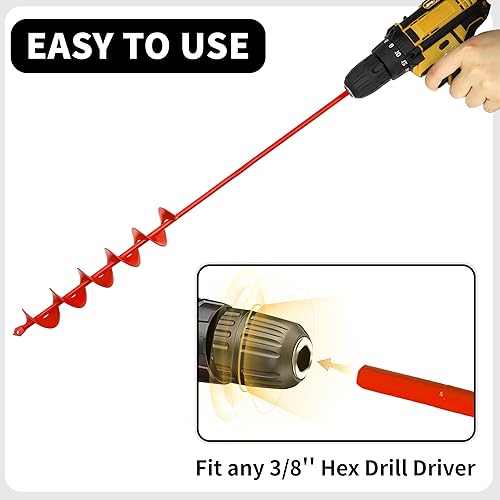Miniatura 10 de TCBWFY Broca de taladro para plantar 1.6 x 16.5 pulgadas de longitud extendida para jardín, broca en espiral para plantar bulbos, flores, broca de