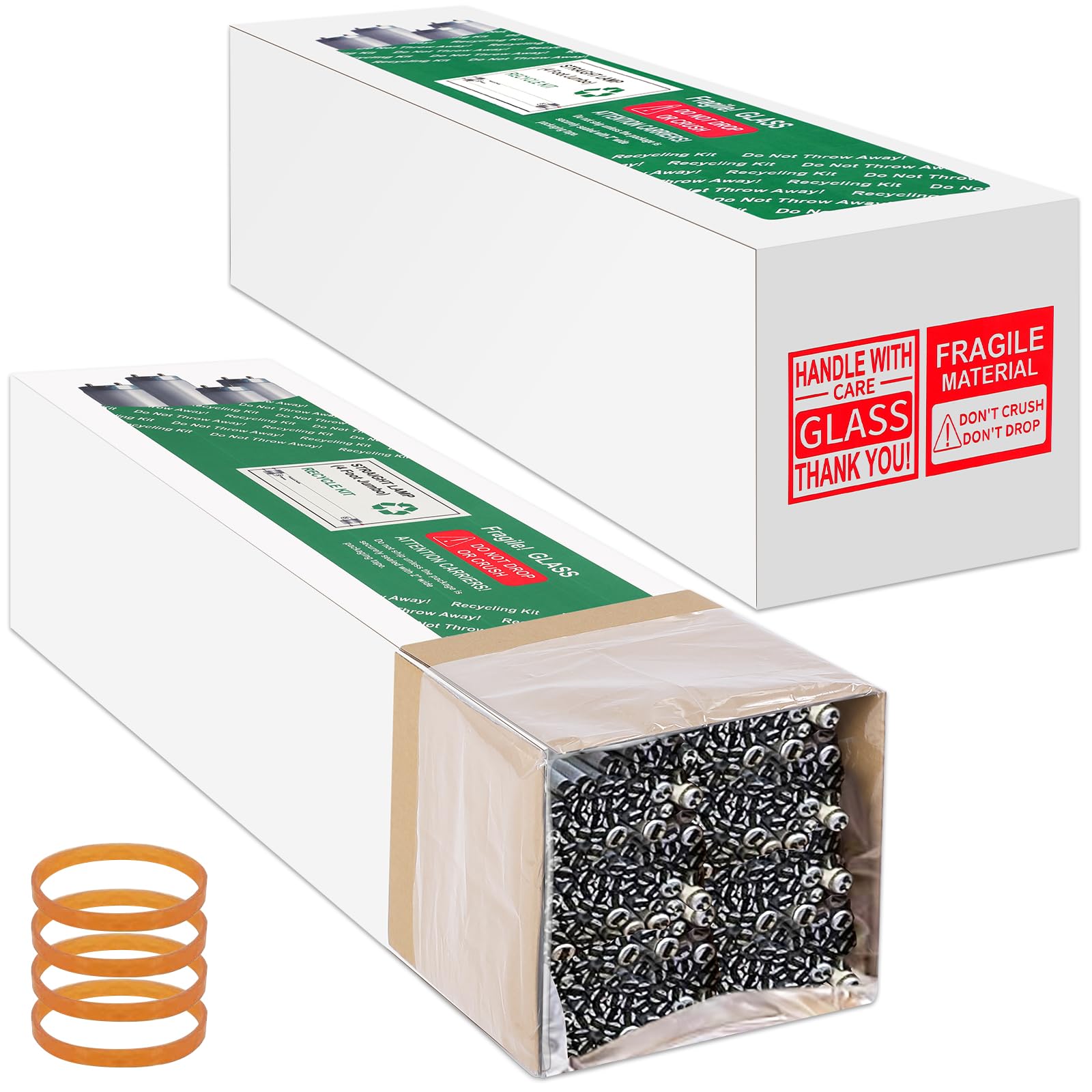 Feifeiya 2 Sets Recycling Box for 4' Standard Straight Lamps with Bags, 49 x 12 inch Large Straight Lamps Storage Box Holds up to 61 x T12 Tube Lights or 132 x T8 Fluorescent Tubes