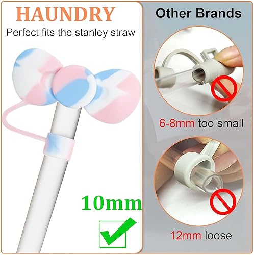 Miniatura 5 de Haundry Paquete de 9 popotes y fundas de plástico de repuesto para vaso Stanley Adventure de 40 onzas, popotes reutilizables con cepillo de