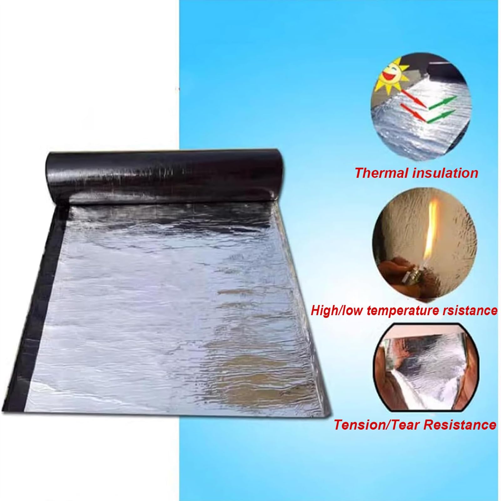 Genérico Cinta autoadhesiva para reparación de Fieltro de techos, Rollo de lámina impermeabilizante para Tejas asfálticas, Cinta de Sellado para techos, tamaño Personalizable 100x400cm (3.3x13.1ft)