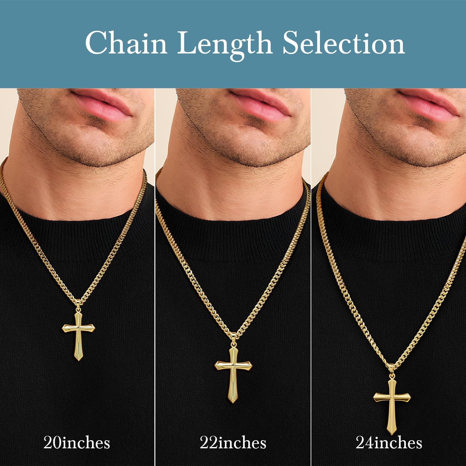 Mens Cross Necklaces 14K Gold Cross Necklace for Men Gold Crosses Chain Necklaces for Men Minimalist Design with Cuban Chain Crosses Pendant Necklace for Mens