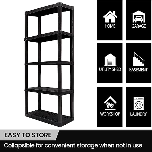 Miniatura 5 de Oskar Estantería de 5 niveles, 14 pulgadas de profundidad x 30 pulgadas de ancho x 75 pulgadas de alto, estante de almacenamiento resistente,
