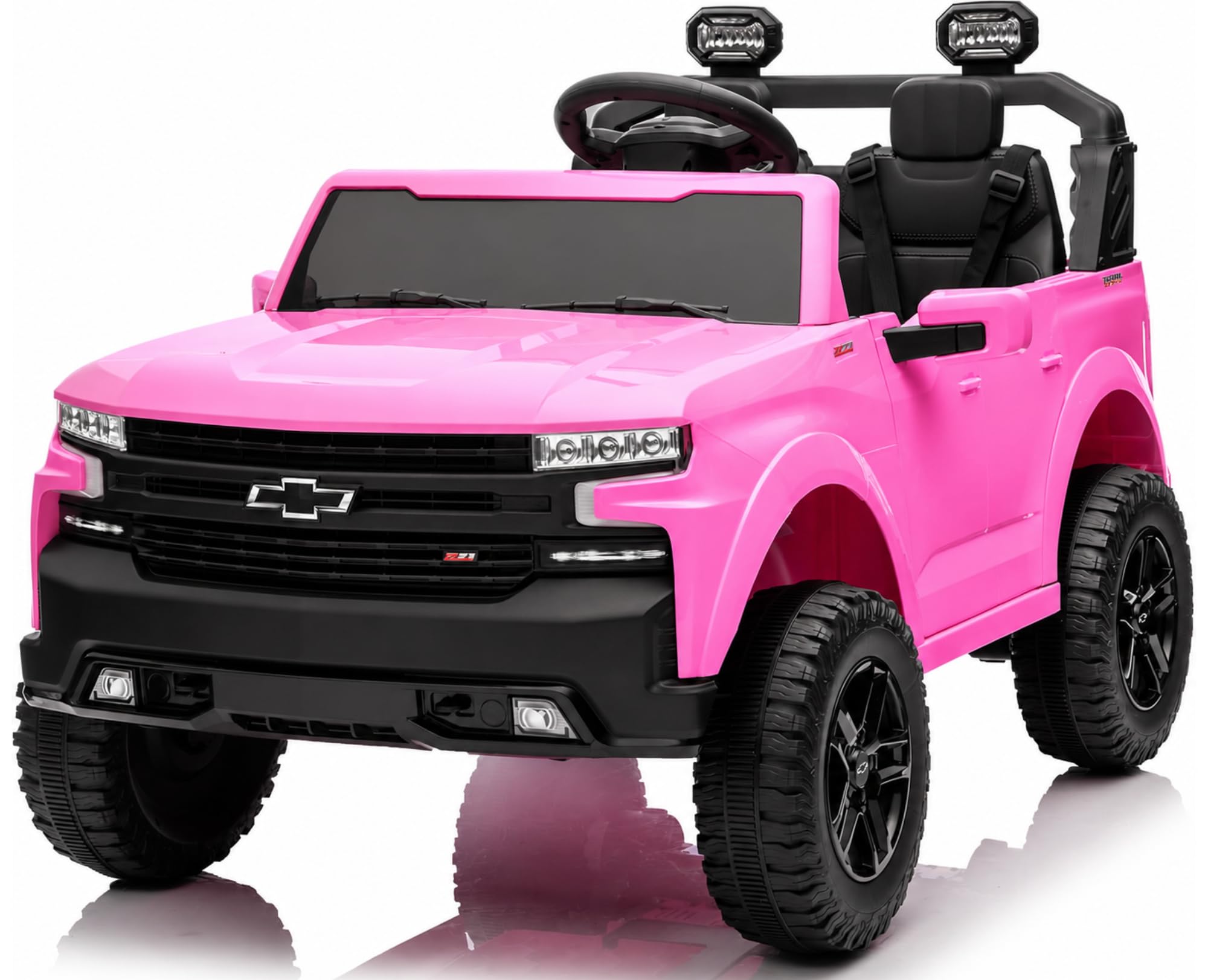 Chevrolet Silverado ZR2 24V Maxi Fuoristrada 2 Posti Auto Macchina Elettrica per Bambini Telecomando Luci a Led Bluetooth Ammortizzatori Carico Massimo 60 Kg (Rosa)