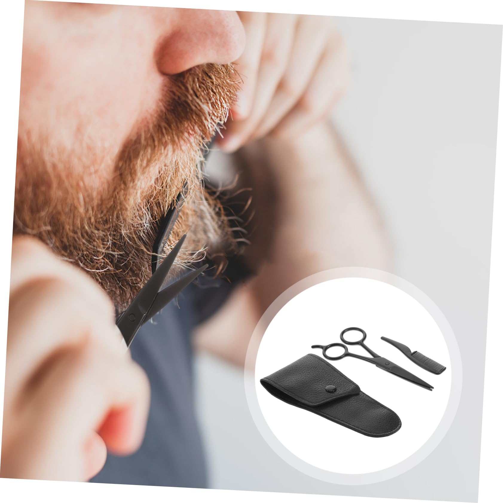 Didiseaon Men's Scissors Set 3pc Beard Brow Trimmer Nose Hair Clipper Stainless Steel Scissors Grooming Tool for Home Barbershop