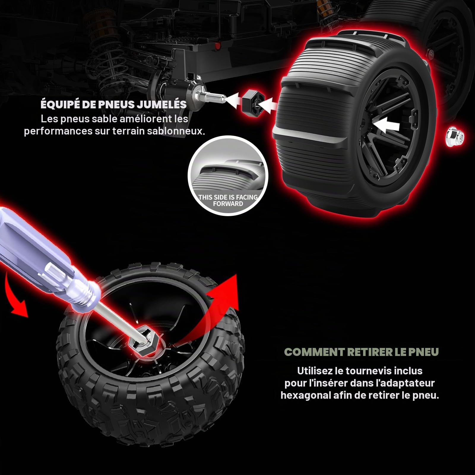 Voiture Télécommandée Adulte Brushless 1:14, RC Car 4x4 68 km/h avec Roll Cage et Châssis Renforcé, 2 Batteries LiPo 2S, Double Jeu de Pneus, Voiture Radiocommandée Compatible 3S