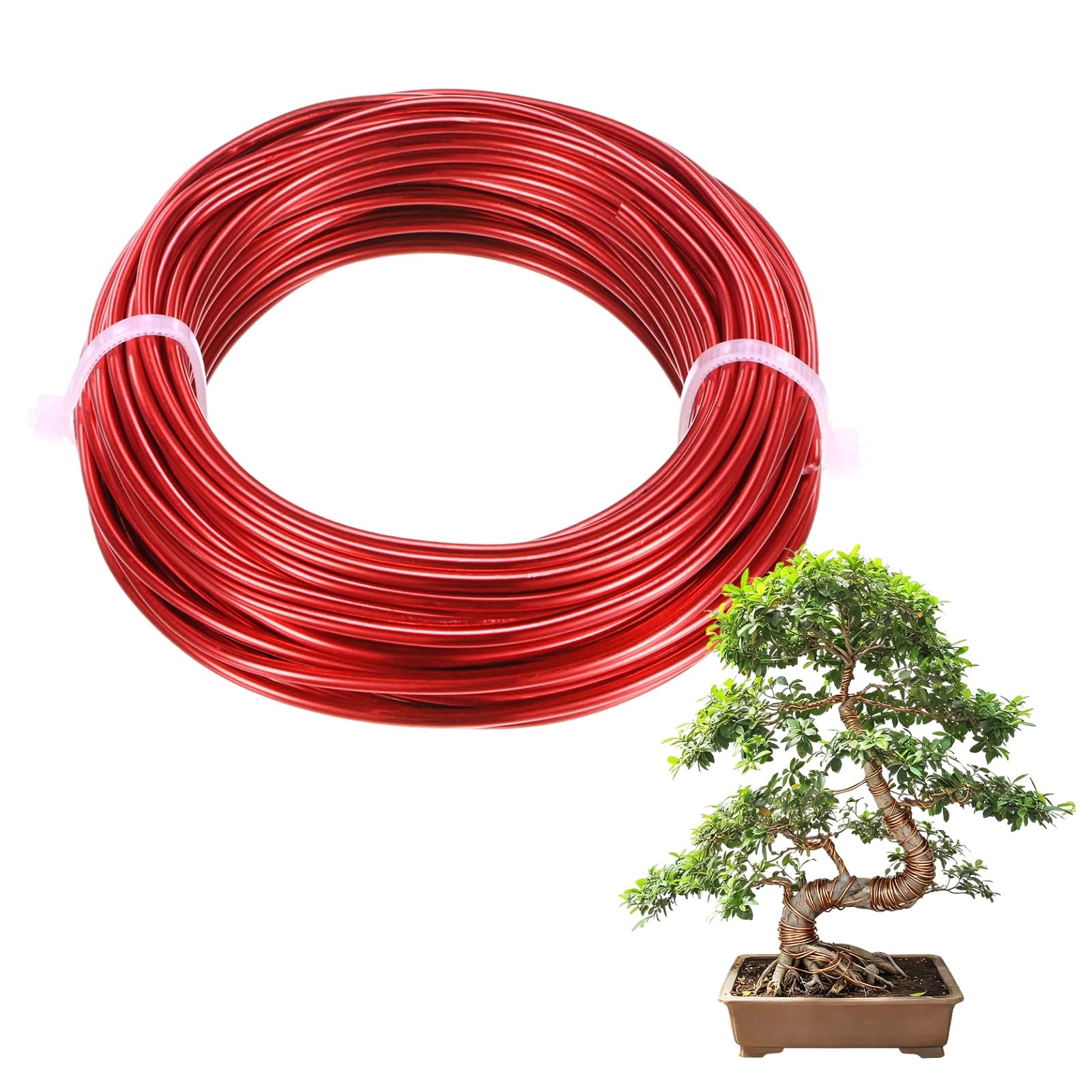 M METERXITY 1-Pack Bonsai Training Wire, 2.5mm x 33ft/10m Anodized Aluminum Bonsai Tree Wire for Gardening Branch/Fine Trunk/DIY Crafting [Red]